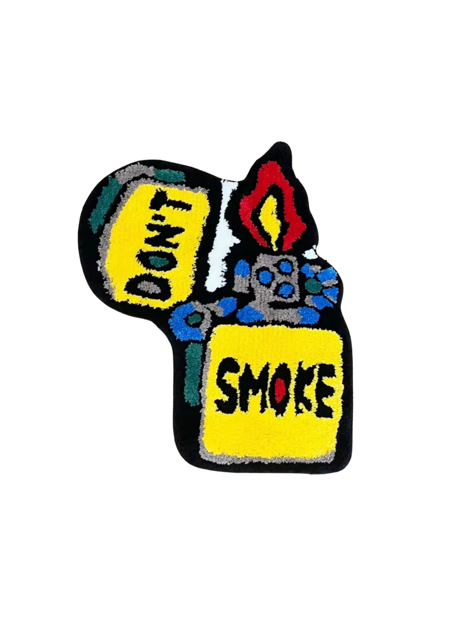 Yellow Lighter Don't Smoke Flocking Rug