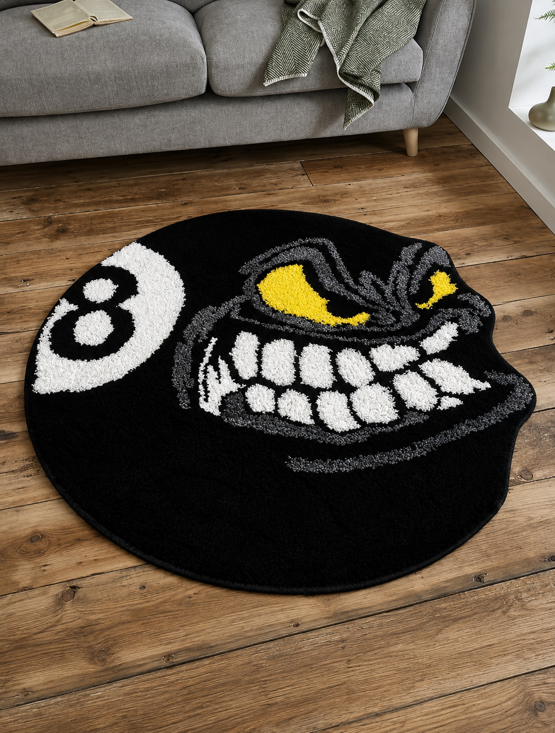 Black Billiard Monster Shape Rug