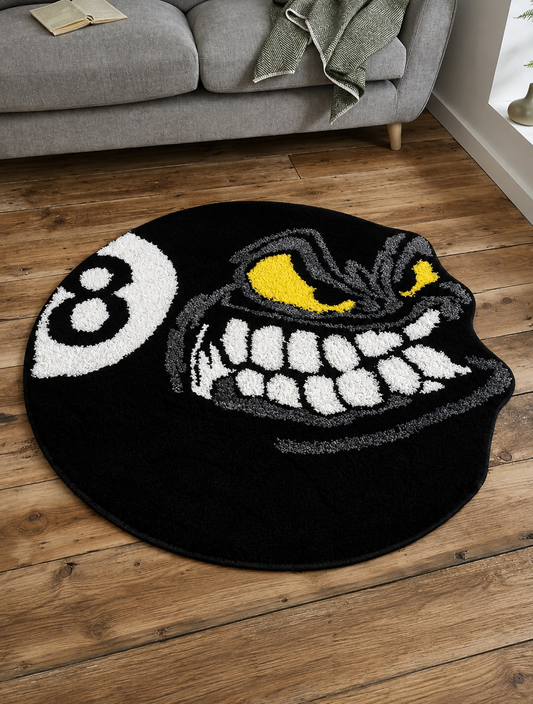 Black Billiard Monster Shape Rug