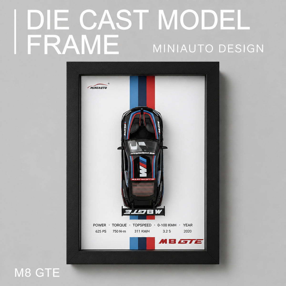 Sports Car Model 3D Photo Frame Alloy Metal Diecast