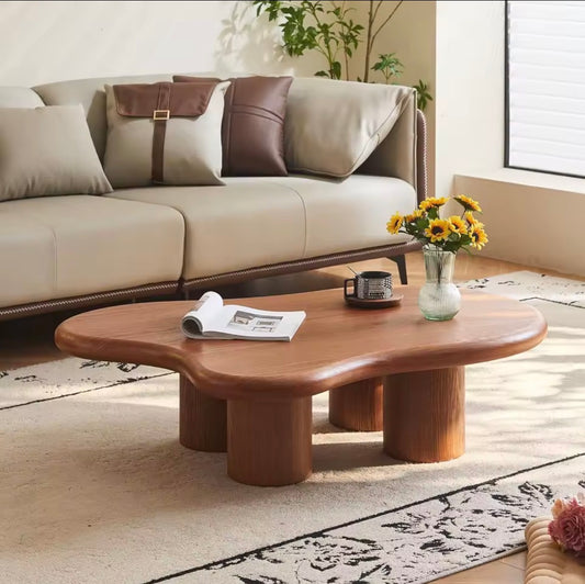 48 Inch Cloud Coffee Table, Modern Walnut Coffee Table