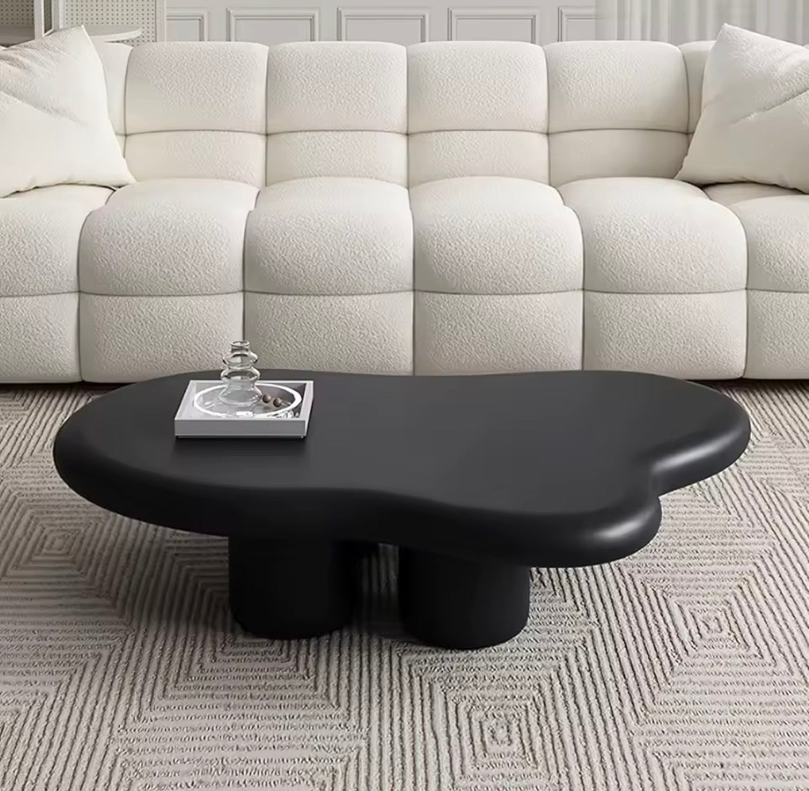 48 Inch Cloud Coffee Table, Modern Walnut Coffee Table
